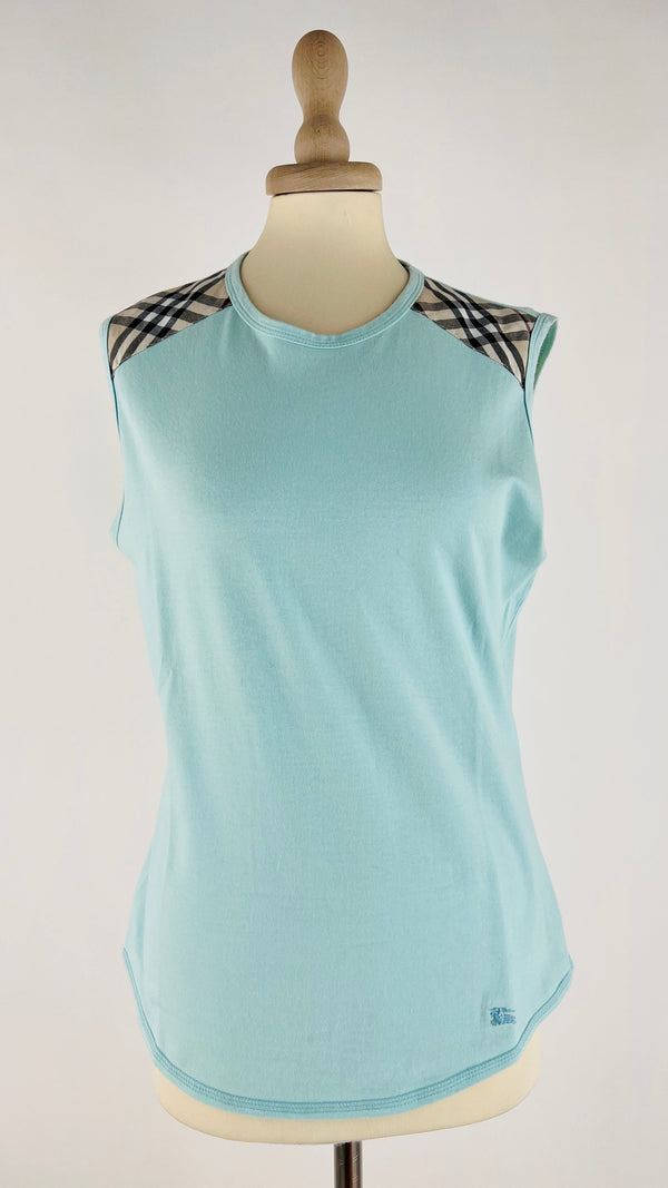 Top smanicato inserti tartan