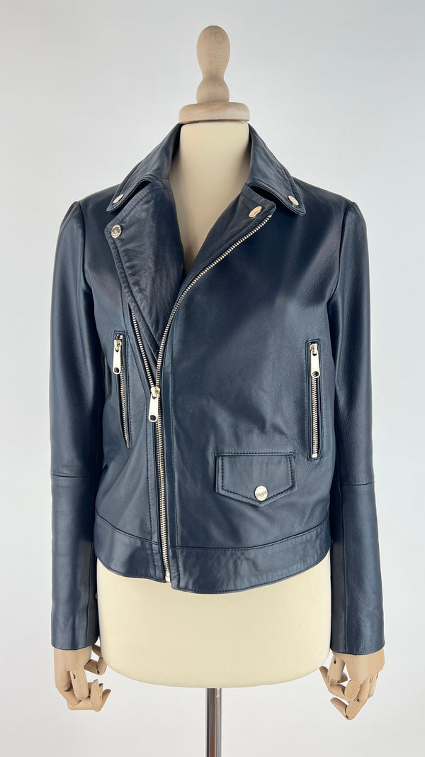 Biker pelle blu