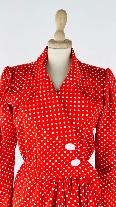 Abito midi vintage a pois