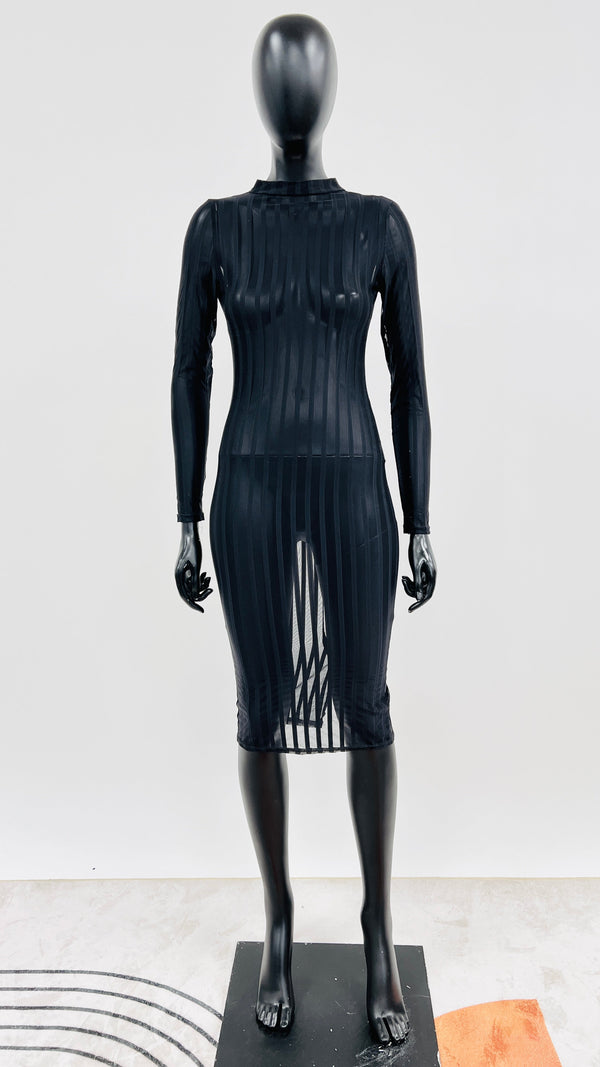 Abito midi sheer a righe