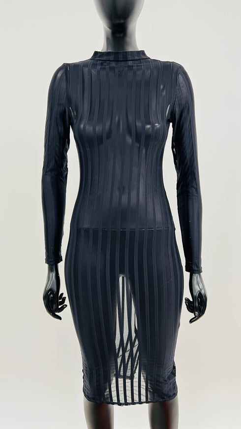 Abito midi sheer a righe