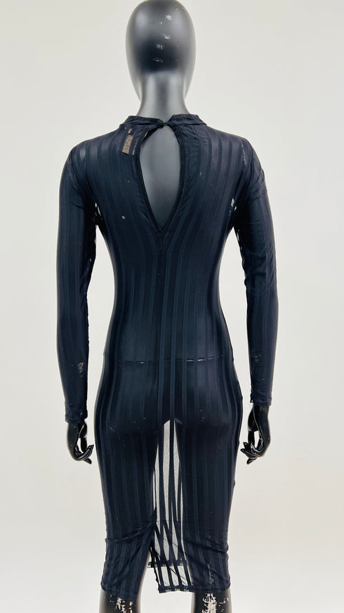 Abito midi sheer a righe