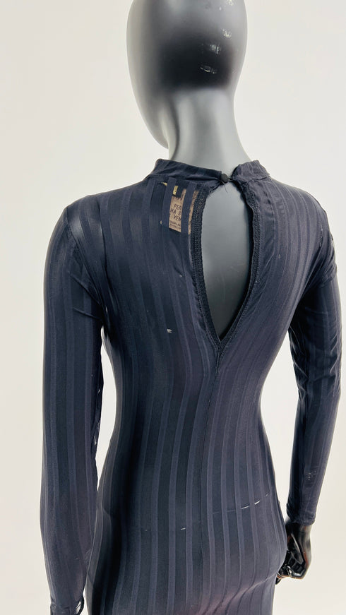 Abito midi sheer a righe