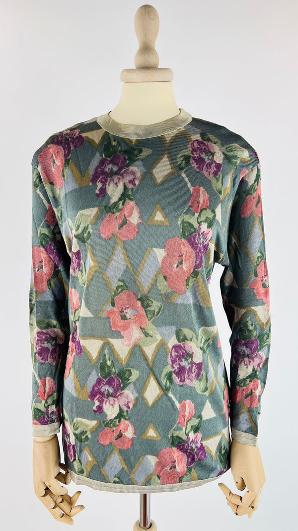 Maglia girocollo a fiori