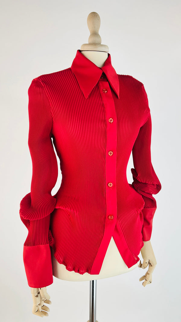 Camicia plissé rossa