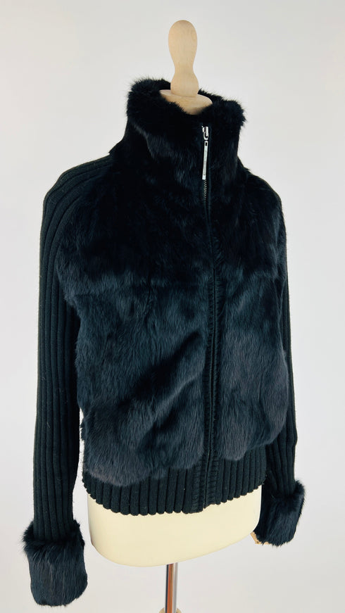 Cardigan maglia pelliccia