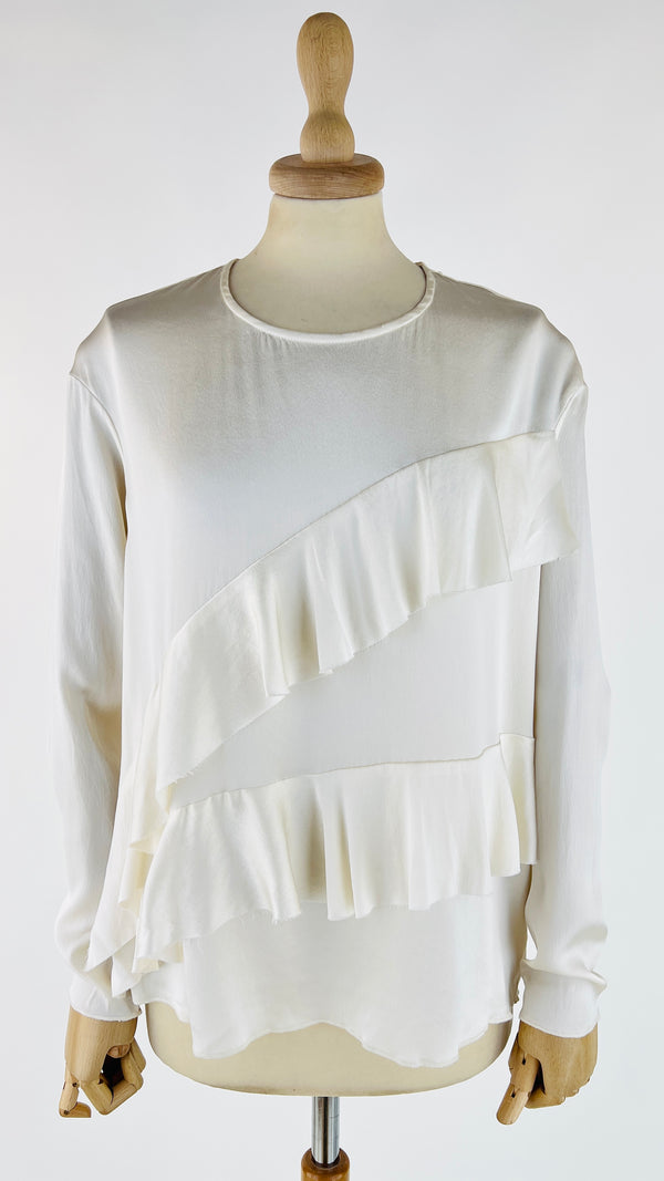 Blusa satin con volant