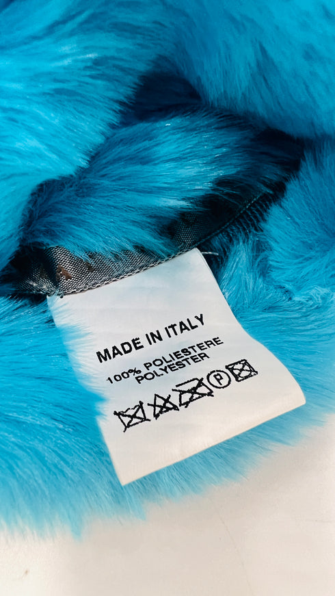 Sciarpa faux fur azzurra