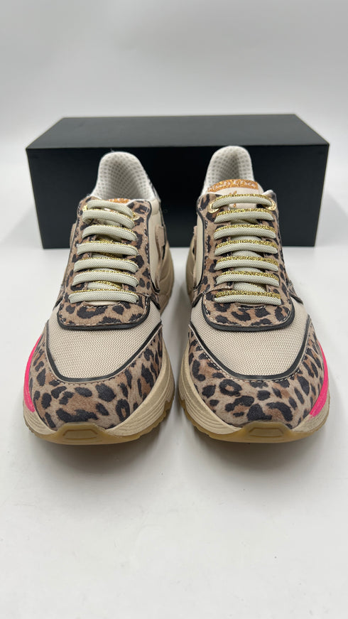 Sneakers con dettagli lamé e animalier