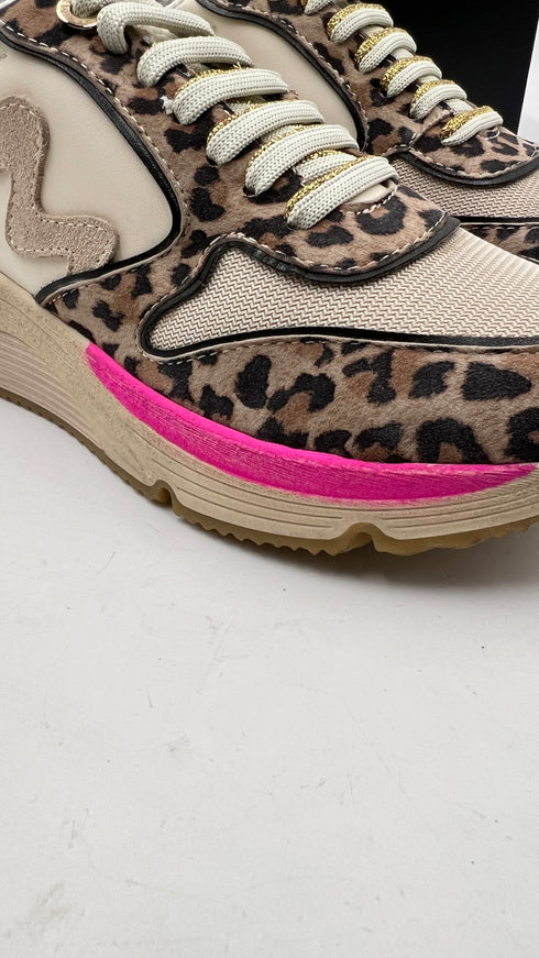 Sneakers con dettagli lamé e animalier