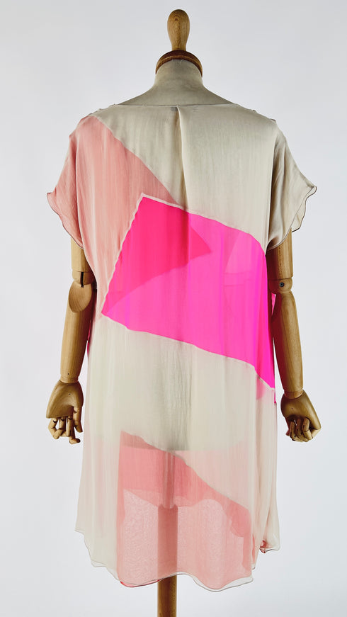 Abito in chiffon di seta bicolor