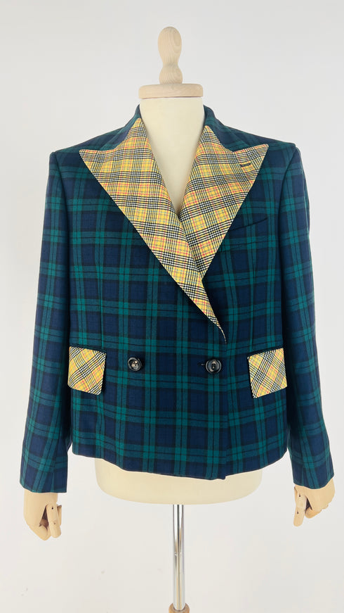 Blazer boxy doppiopetto con cartellino