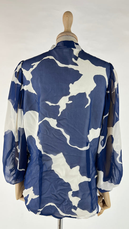 Camicia seta camouflage blu