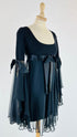 Abito midi nero effetto babydoll