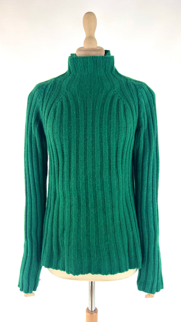 Maglia a coste cashmere verde