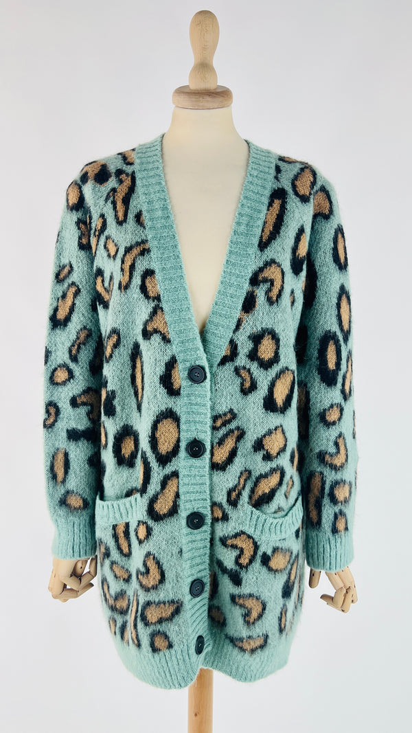 Cardigan animalier misto mohair