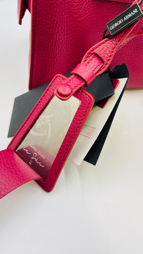 Borsa a mano rossa con cartellino
