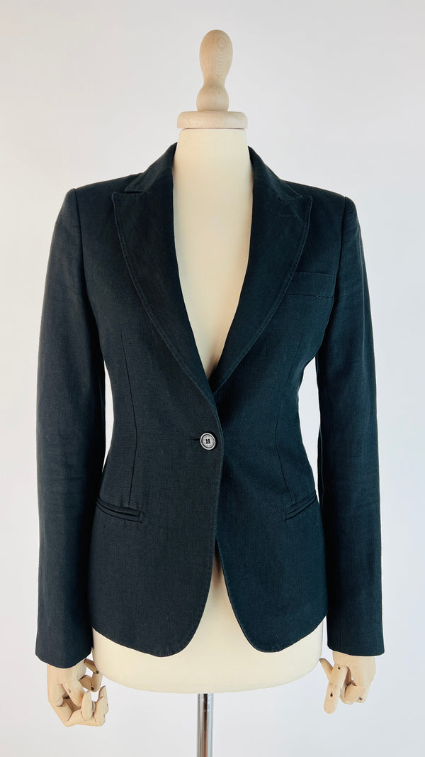 Blazer nero in cotone-lino