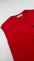 Top smanicato rosso