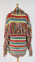 Cardigan multicolore con frange