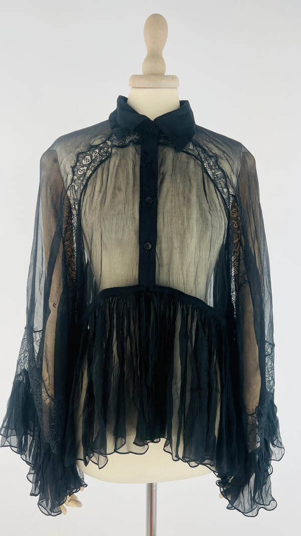Blusa con inserti pizzo