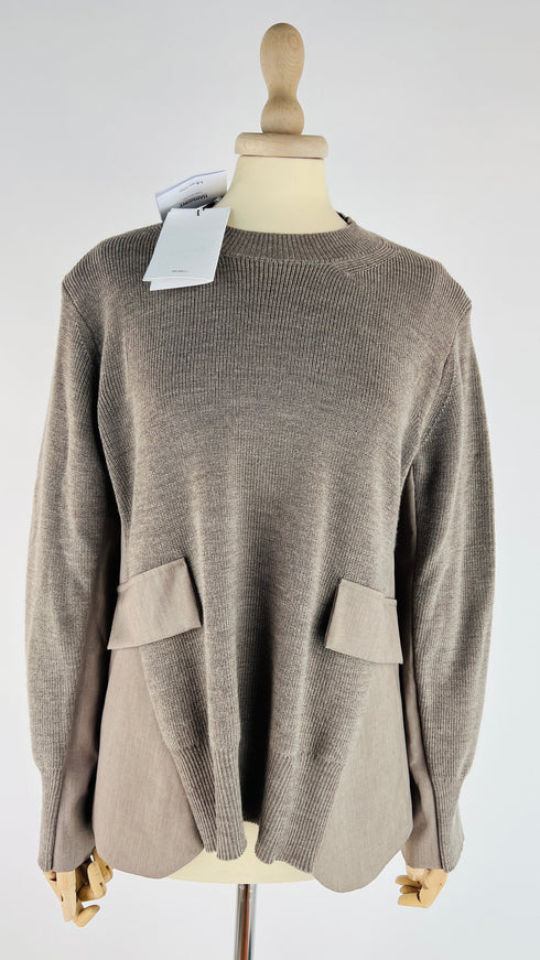 Maglia inserti in tessuto con cartellino