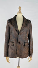 Blazer in pelle marrone Ralph Lauren