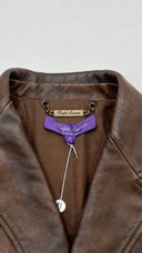 Blazer in pelle marrone Ralph Lauren