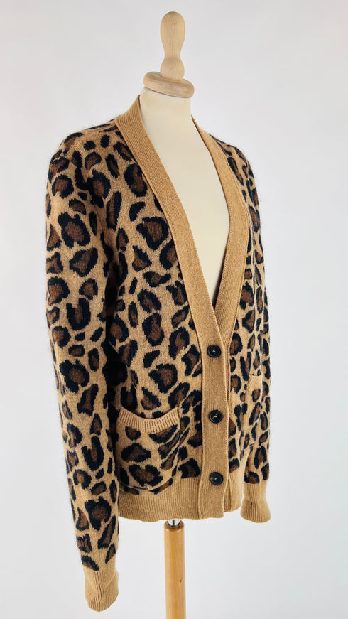 Cardigan animalier con tasche