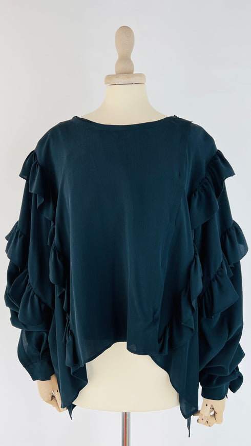 Blusa volant in seta