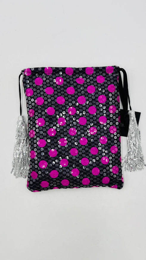 Pochette con paillettes e cartellino