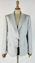 Blazer jacquard effetto lucido con cartellino