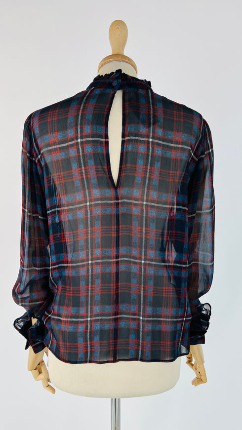 Blusa semi trasparente tartan