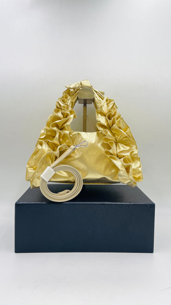 Borsa con rouches dorata