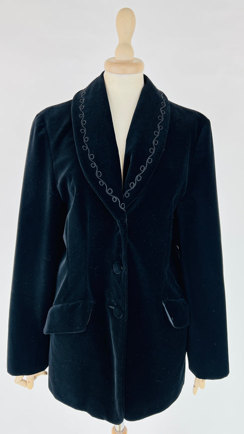 Blazer vintage velluto revers ricamati