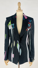 Blazer gessato con fantasia multicolor GIORGIO ARMANI