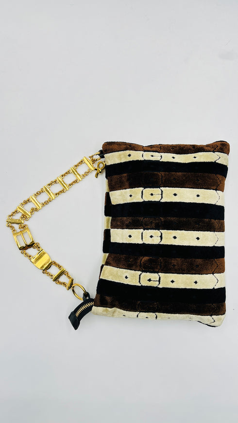 Borsa in velluto a righe