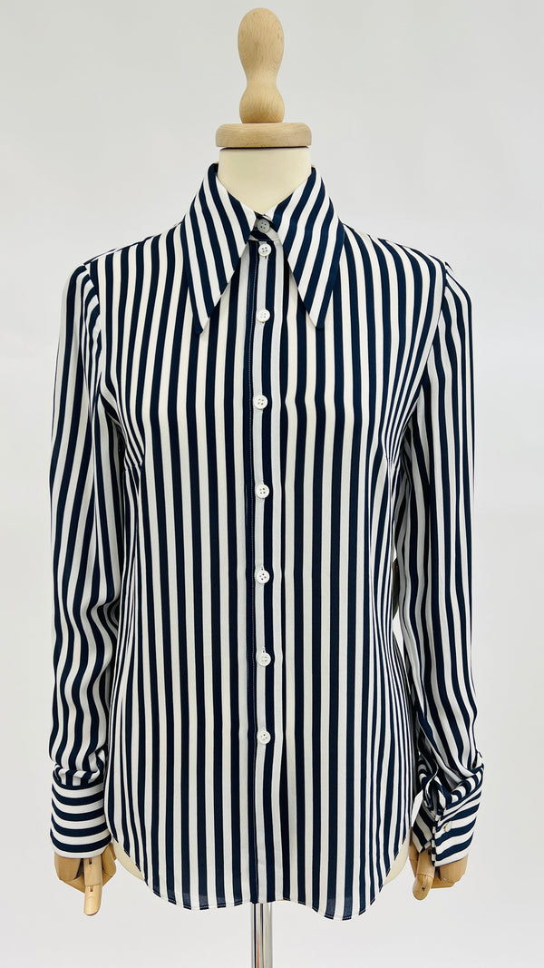 Camicia a righe bianco e blu