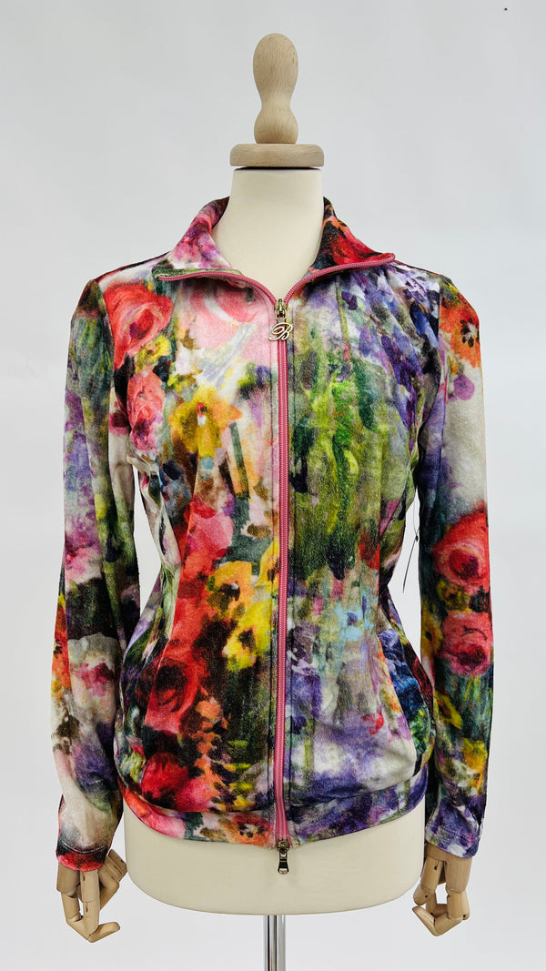 Felpa in ciniglia a fiori