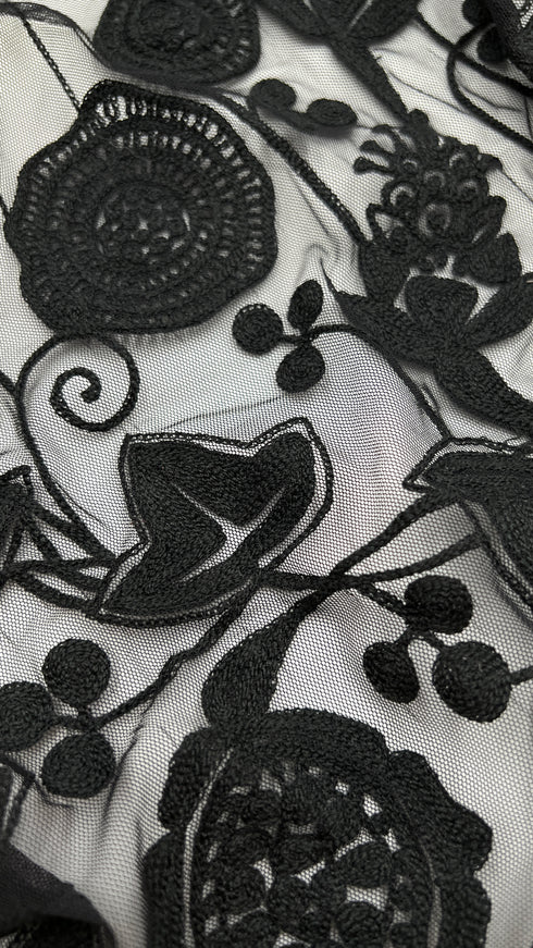 Abito lungo ricami mesh