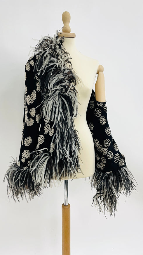 Giacca stampata con piume