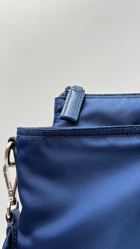 Borsa in nylon bluette