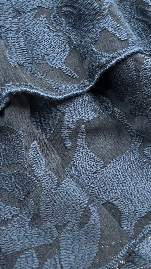 Abito corto in pizzo blu con cartellino