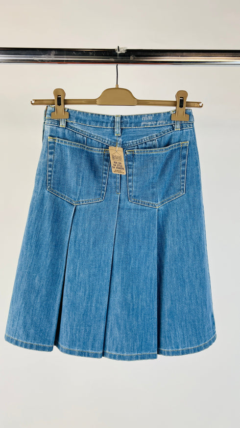 Gonna corta a pieghe in denim