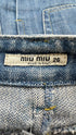 Gonna corta a pieghe in denim