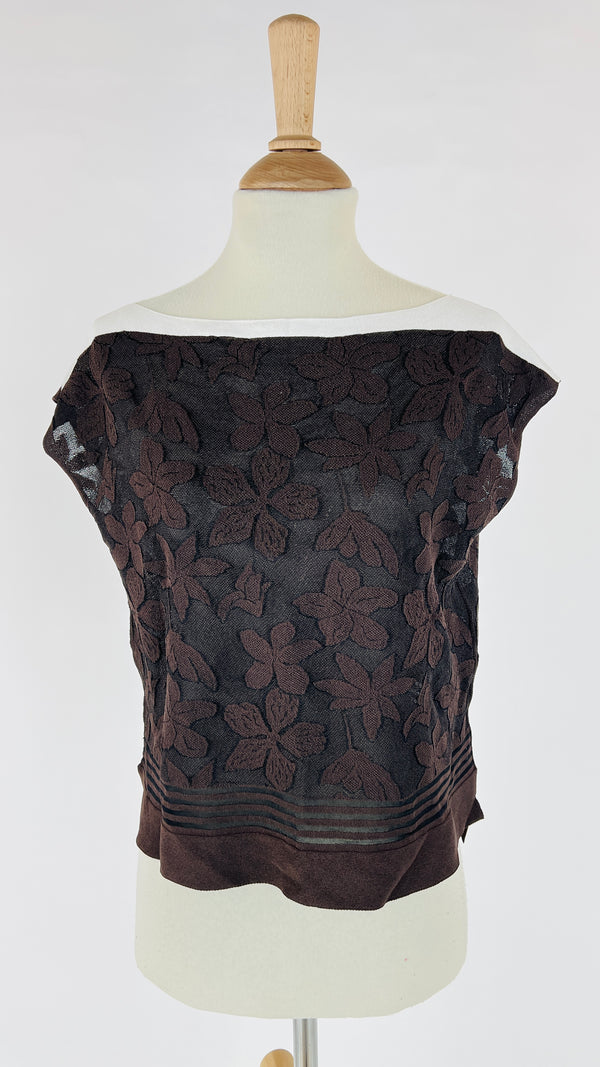 Top jacquard foglie