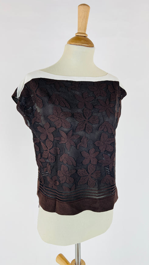 Top jacquard foglie