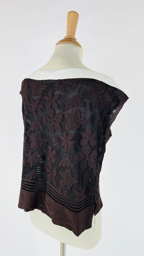 Top jacquard foglie