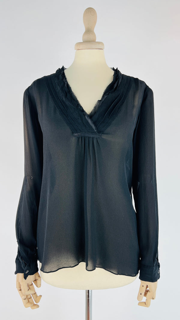 Blusa in seta nero