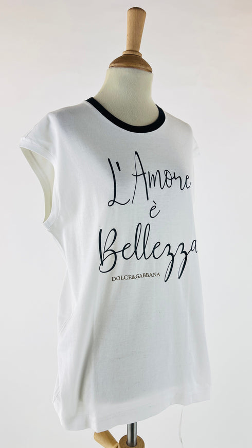 T-shirt smanicata con slogan